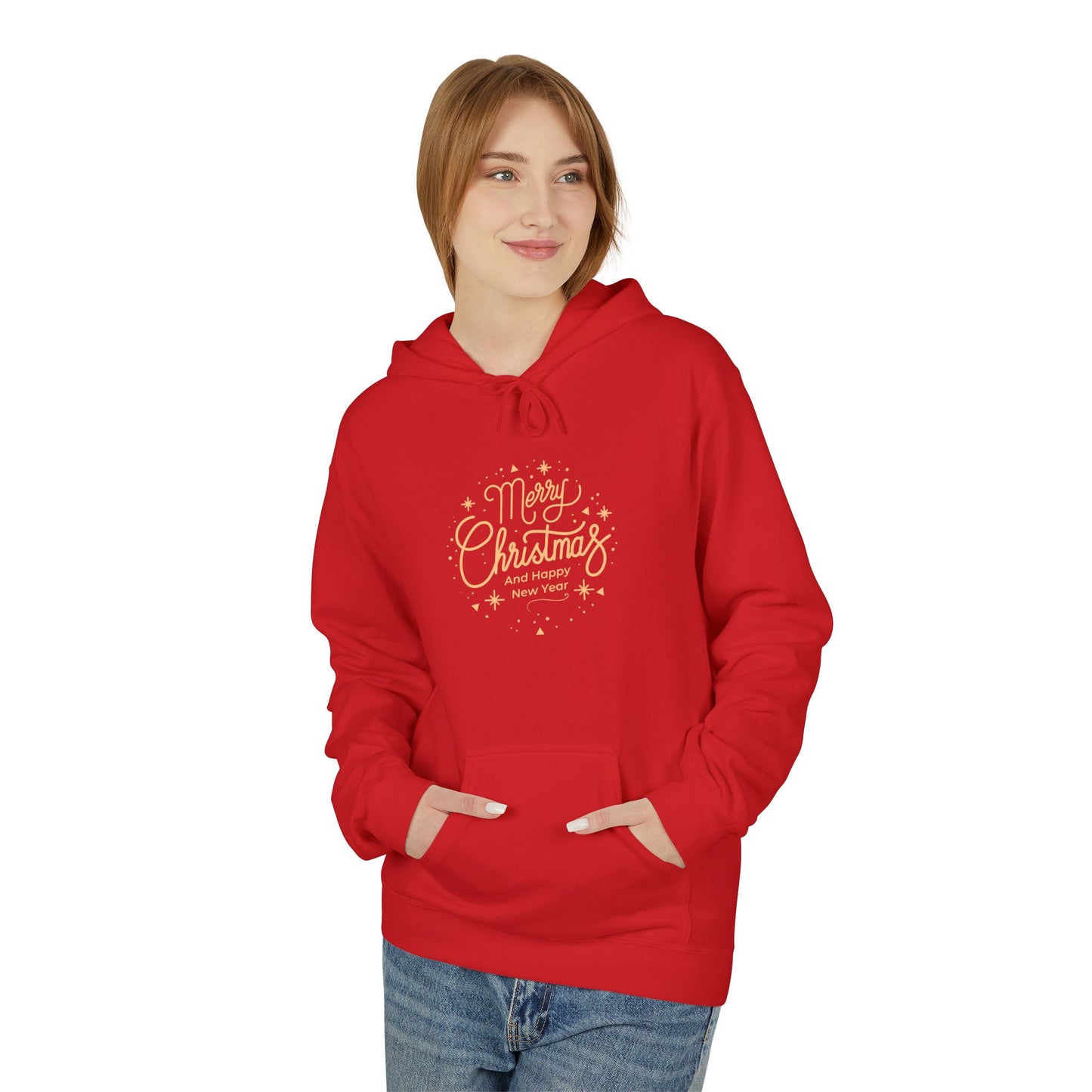 Merry Christmas Hoodie, Cozy Holiday Sweatshirt, Festive Red Fleece, Gift for Him or Her, Winter Apparel, Christmas Gift