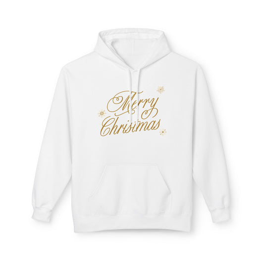 Merry Christmas Fleece Hoodie for Cozy Celebrations, Holiday Gift, Unisex Warm Apparel, Christmas Spirit, Festive Wear