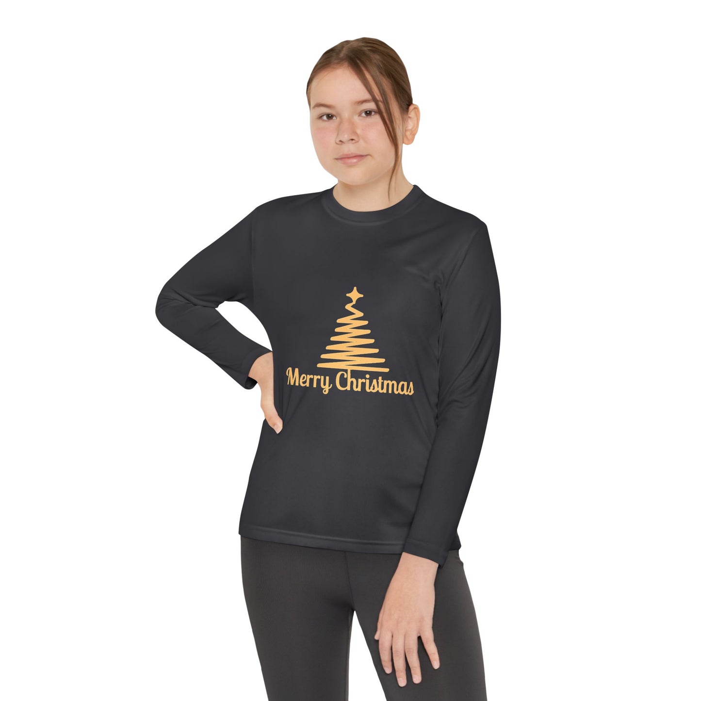 Youth Long Sleeve Christmas Tee, Merry Christmas Shirt, Holiday Gift for Kids, Winterwear, Festive Long Sleeve Top