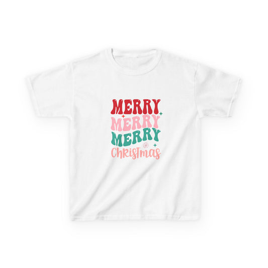 Merry Kids T-Shirt, Christmas Tee for Children, Holiday Apparel, Festive Clothing, Gifts for Kids, Cute Holiday Shirt