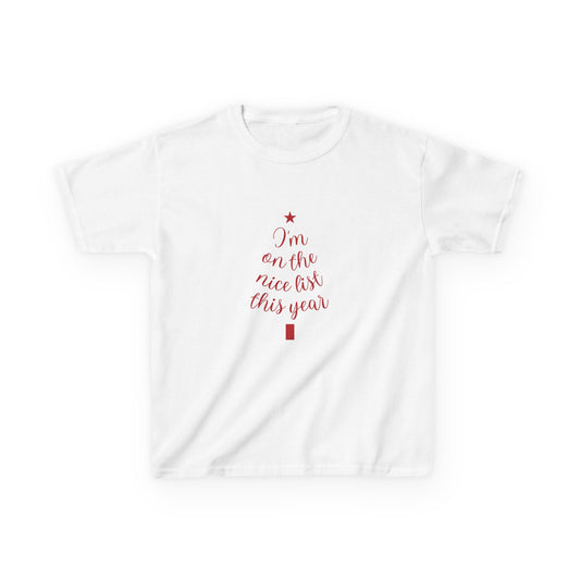 Festive Kids Tee with 'Nice List' Design | Christmas Gift, Holiday Apparel, Kid's T-Shirt, Cute Xmas Outfit, Family Photos, Seasonal Wear