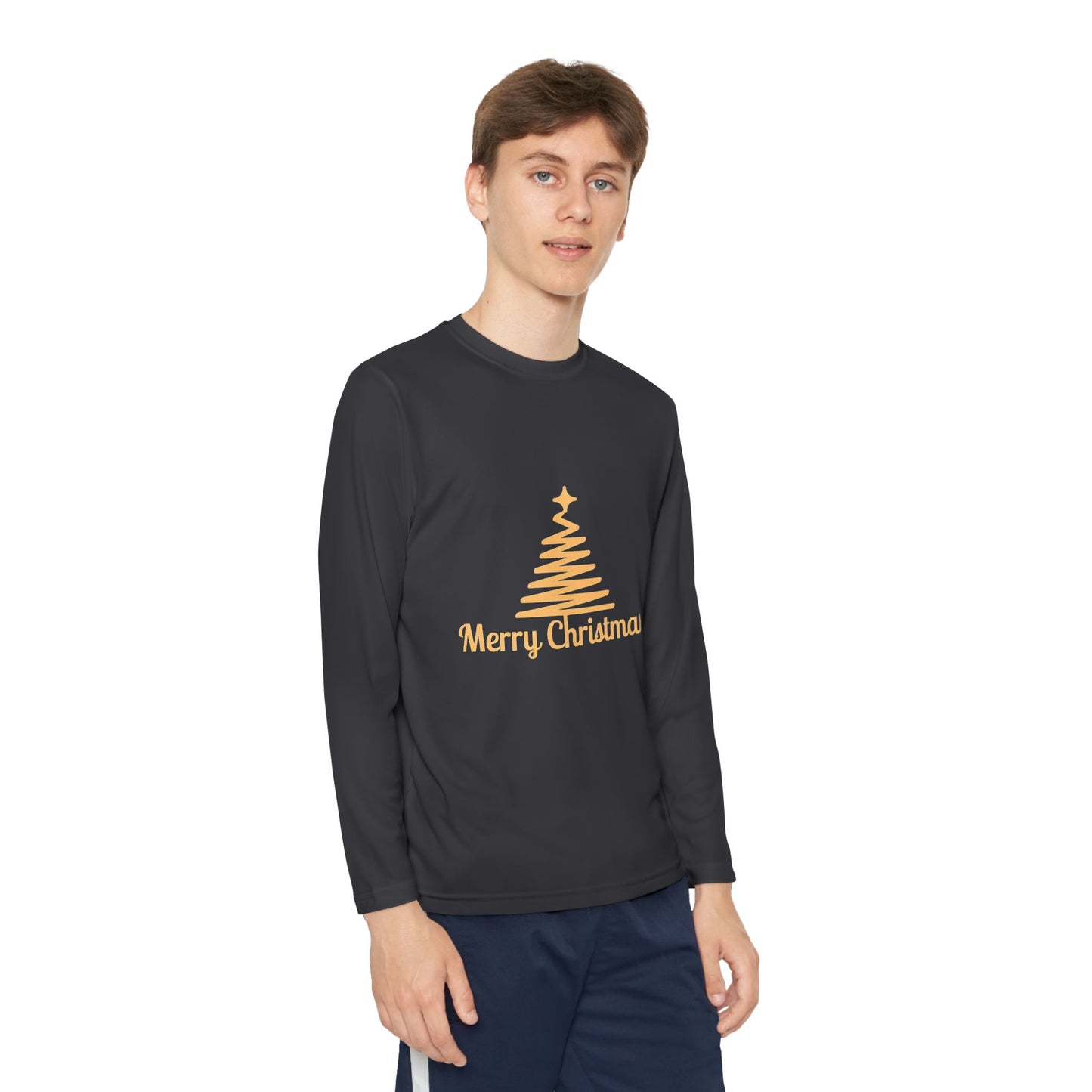 Youth Long Sleeve Christmas Tee, Merry Christmas Shirt, Holiday Gift for Kids, Winterwear, Festive Long Sleeve Top