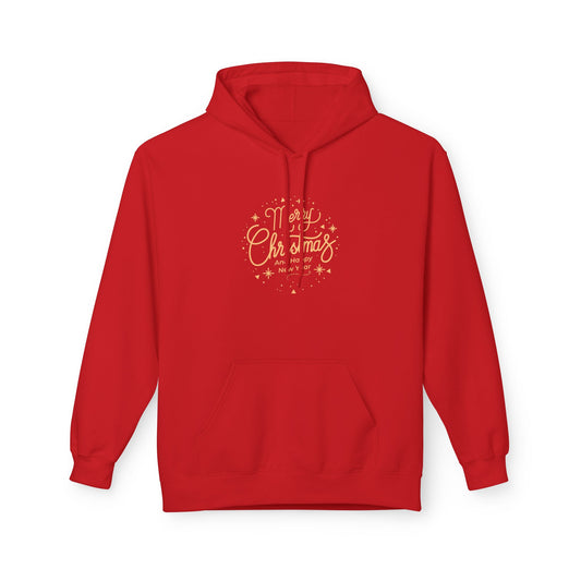 Merry Christmas Hoodie, Cozy Holiday Sweatshirt, Festive Red Fleece, Gift for Him or Her, Winter Apparel, Christmas Gift