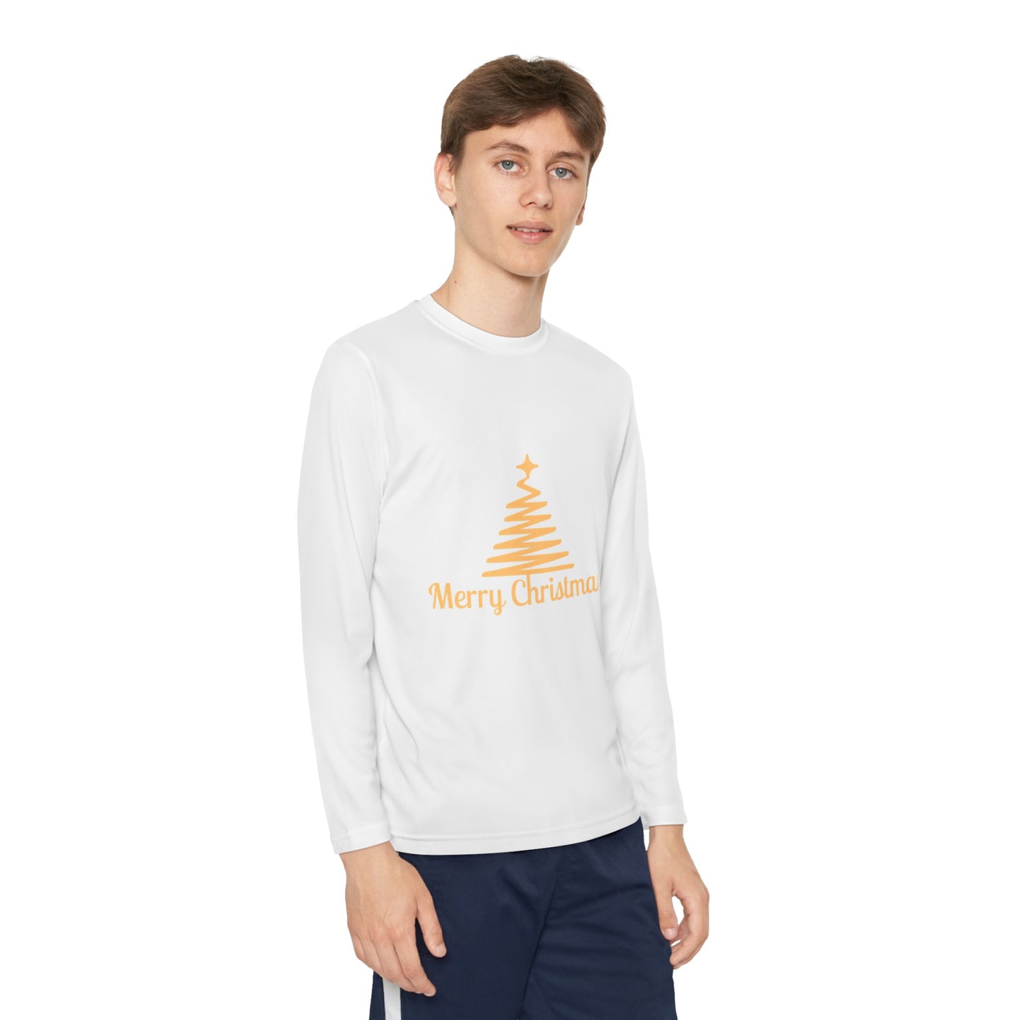 Youth Long Sleeve Christmas Tee, Merry Christmas Shirt, Holiday Gift for Kids, Winterwear, Festive Long Sleeve Top