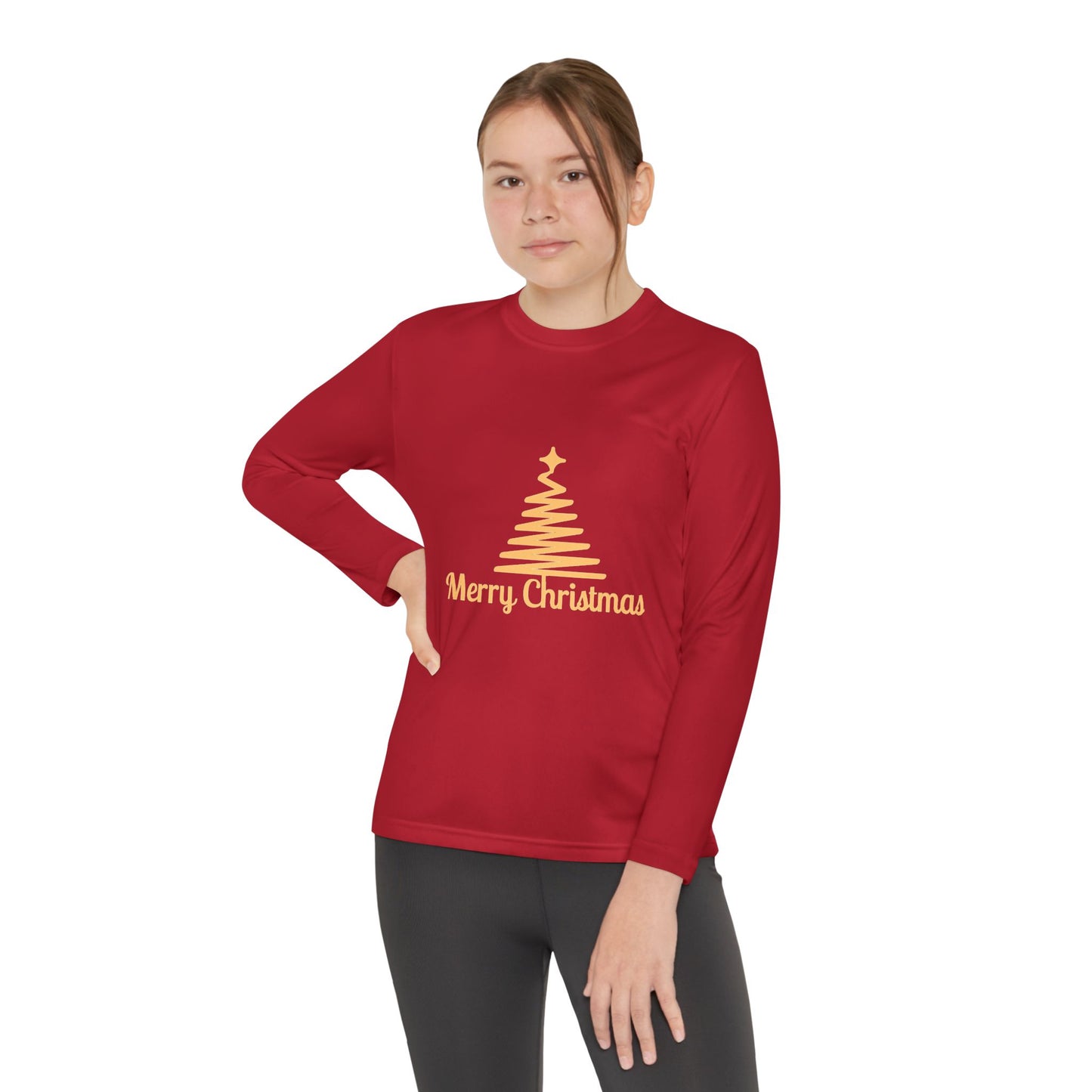 Youth Long Sleeve Christmas Tee, Merry Christmas Shirt, Holiday Gift for Kids, Winterwear, Festive Long Sleeve Top
