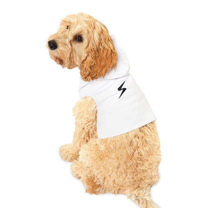 SORA Pet Hoodie — White Dog & Cat Hoodie with Small Black Bolt Logo