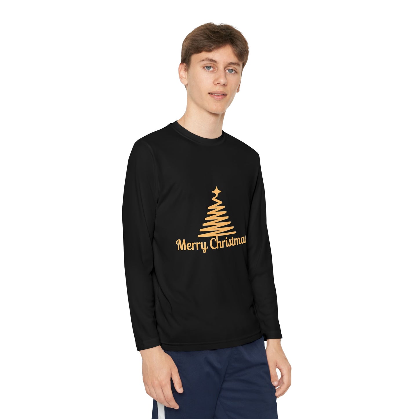 Youth Long Sleeve Christmas Tee, Merry Christmas Shirt, Holiday Gift for Kids, Winterwear, Festive Long Sleeve Top