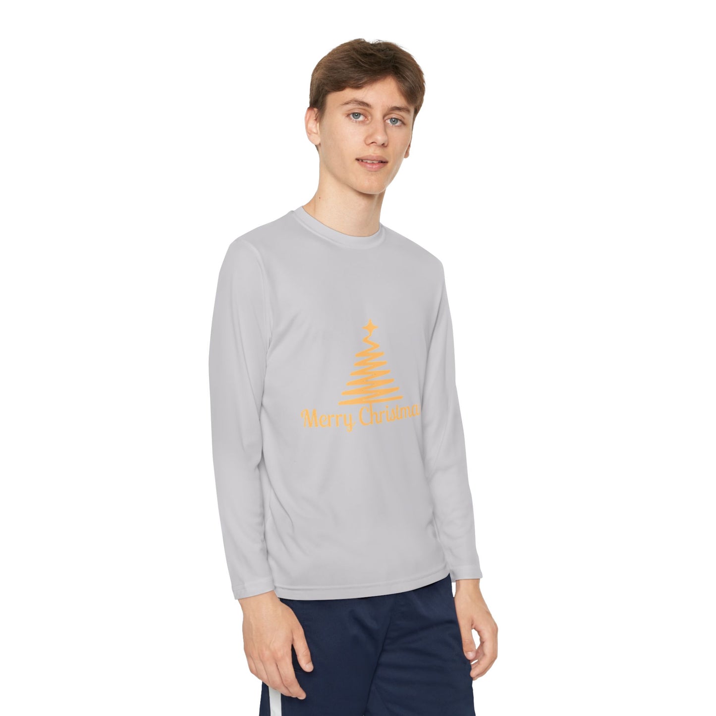 Youth Long Sleeve Christmas Tee, Merry Christmas Shirt, Holiday Gift for Kids, Winterwear, Festive Long Sleeve Top