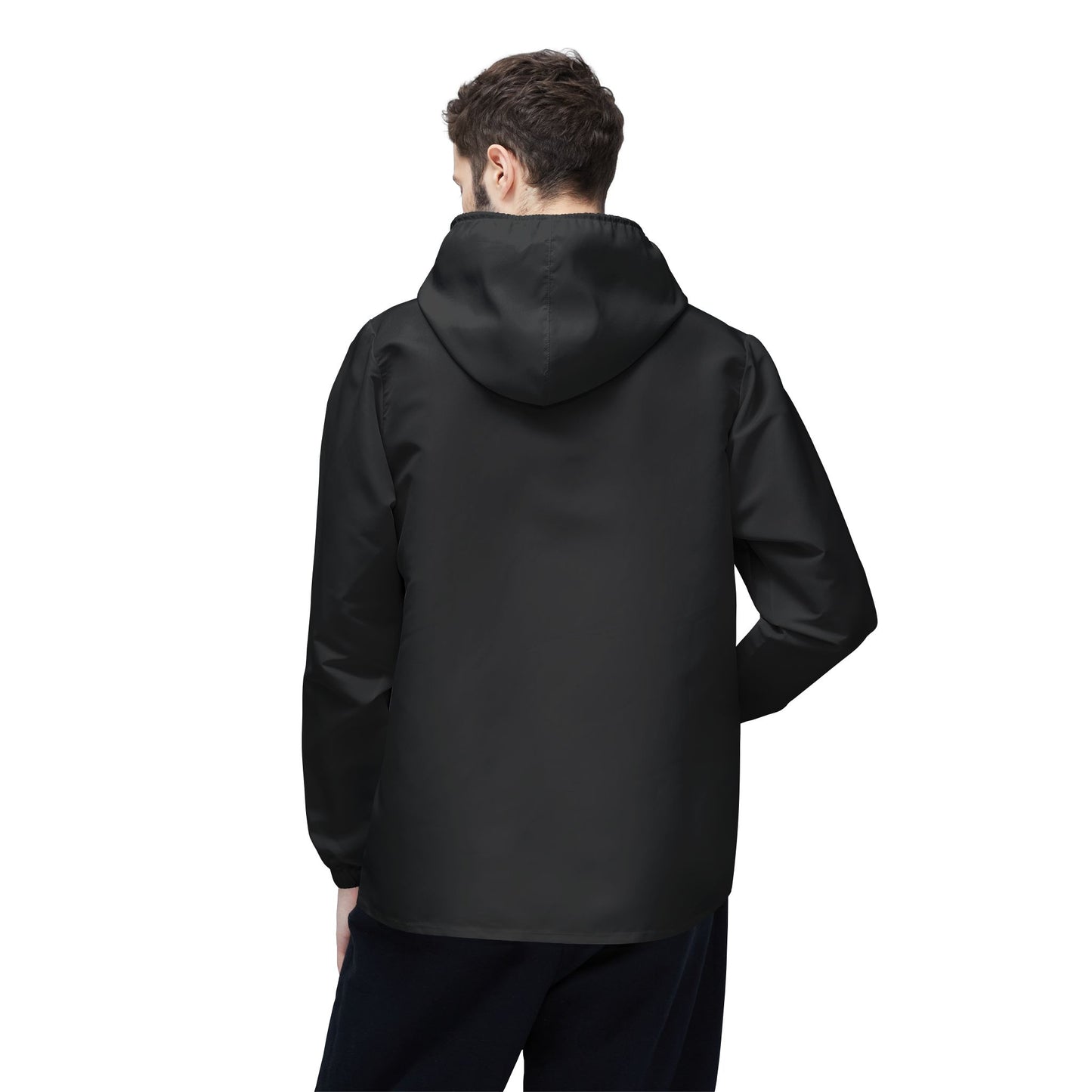 Minimal Lightning Windbreaker Jacket — Lightweight Black Hooded Shell