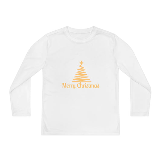 Youth Long Sleeve Christmas Tee, Merry Christmas Shirt, Holiday Gift for Kids, Winterwear, Festive Long Sleeve Top