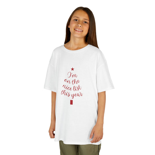 Festive Kids Tee with 'Nice List' Design | Christmas Gift, Holiday Apparel, Kid's T-Shirt, Cute Xmas Outfit, Family Photos, Seasonal Wear