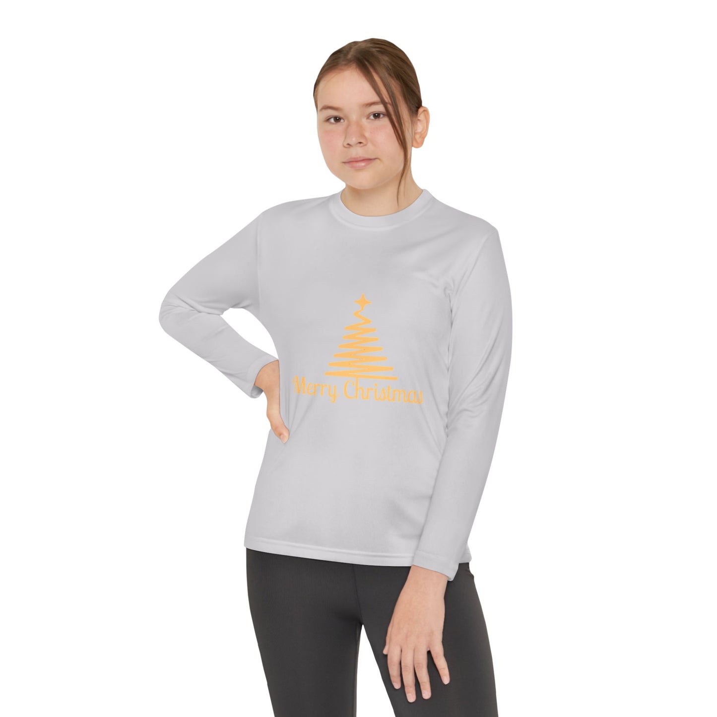 Youth Long Sleeve Christmas Tee, Merry Christmas Shirt, Holiday Gift for Kids, Winterwear, Festive Long Sleeve Top