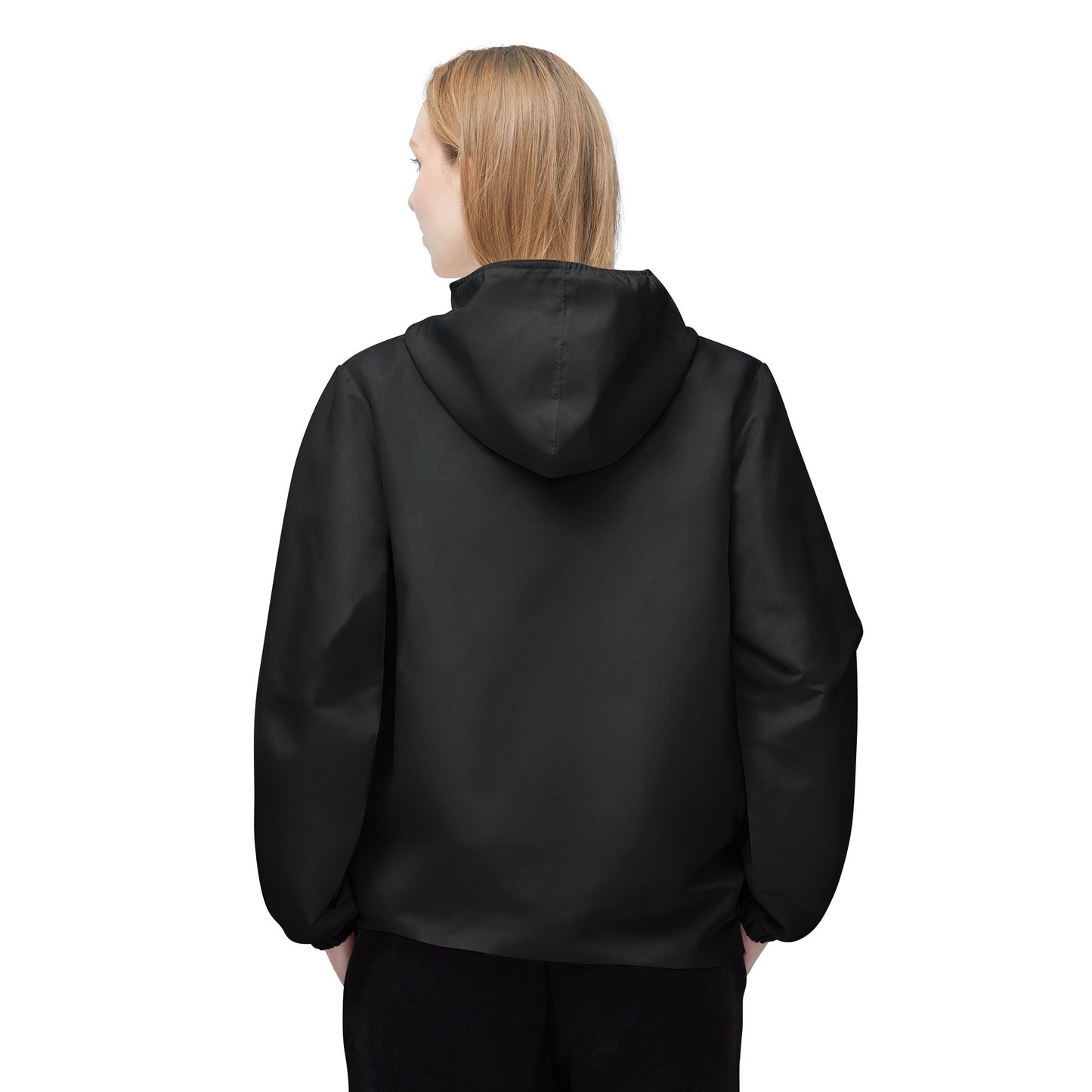 Minimal Lightning Windbreaker Jacket — Lightweight Black Hooded Shell