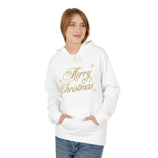 Merry Christmas Fleece Hoodie for Cozy Celebrations, Holiday Gift, Unisex Warm Apparel, Christmas Spirit, Festive Wear