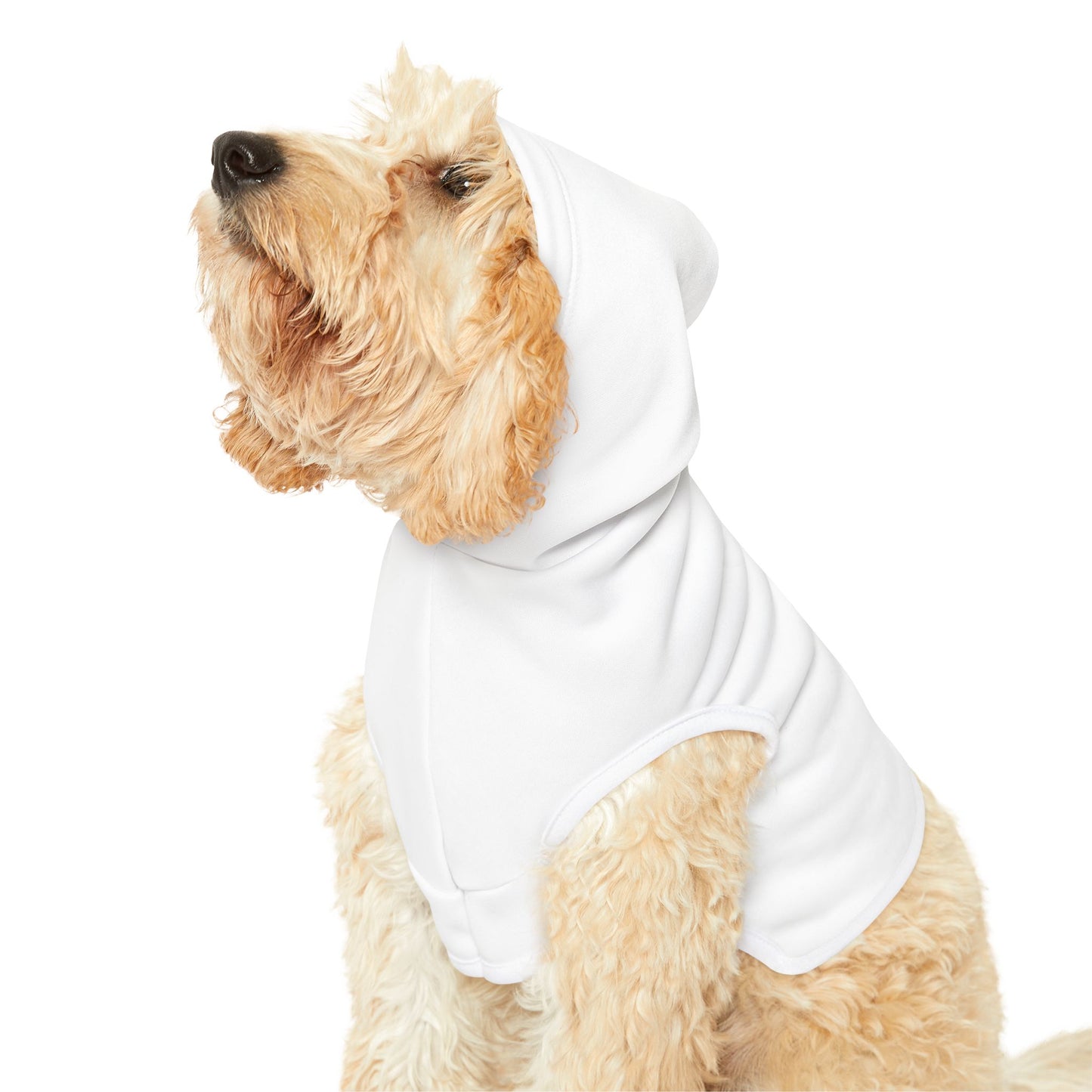 SORA Pet Hoodie — White Dog & Cat Hoodie with Small Black Bolt Logo