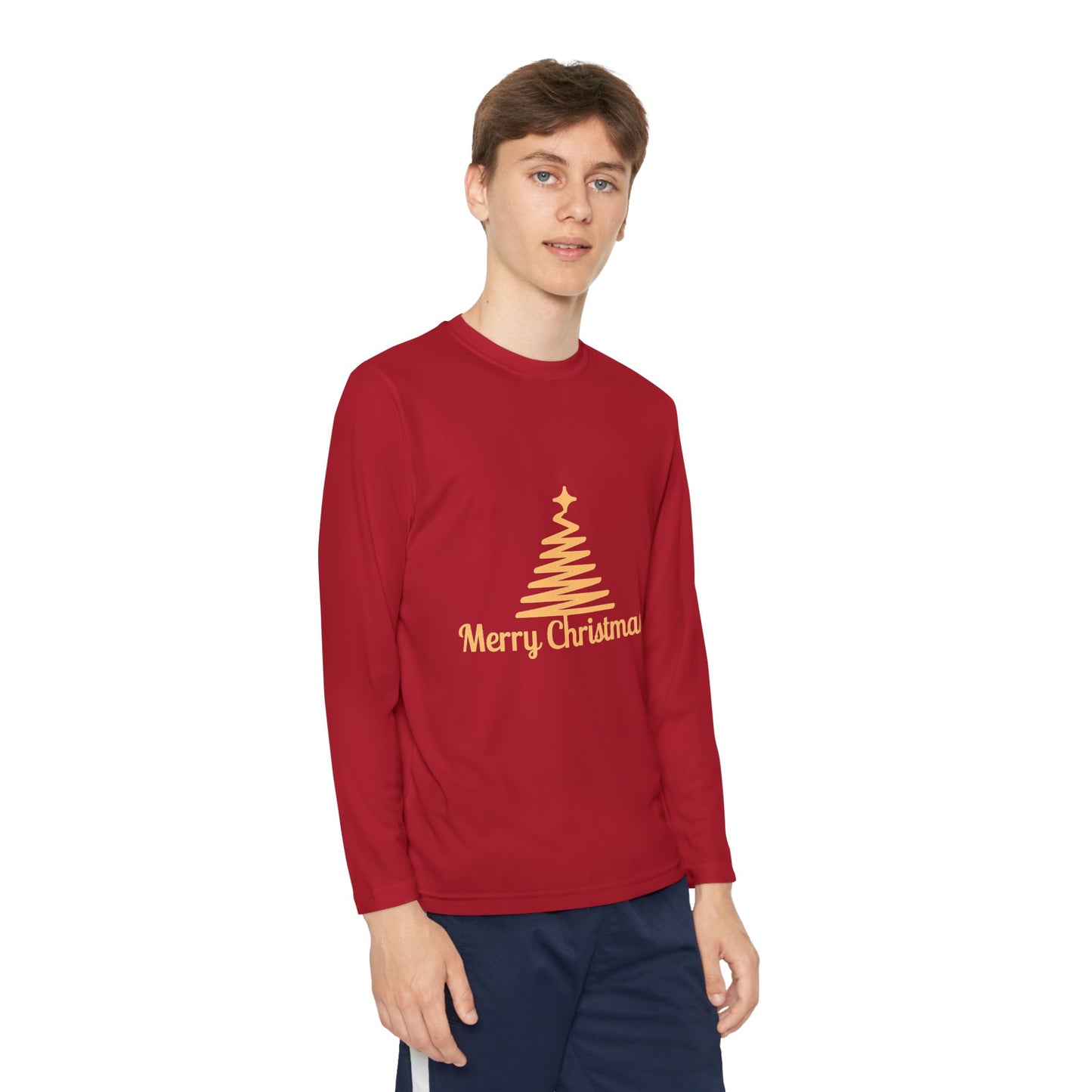 Youth Long Sleeve Christmas Tee, Merry Christmas Shirt, Holiday Gift for Kids, Winterwear, Festive Long Sleeve Top