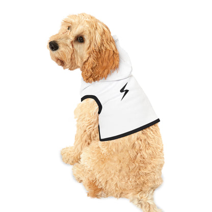 SORA Pet Hoodie — White Dog & Cat Hoodie with Small Black Bolt Logo