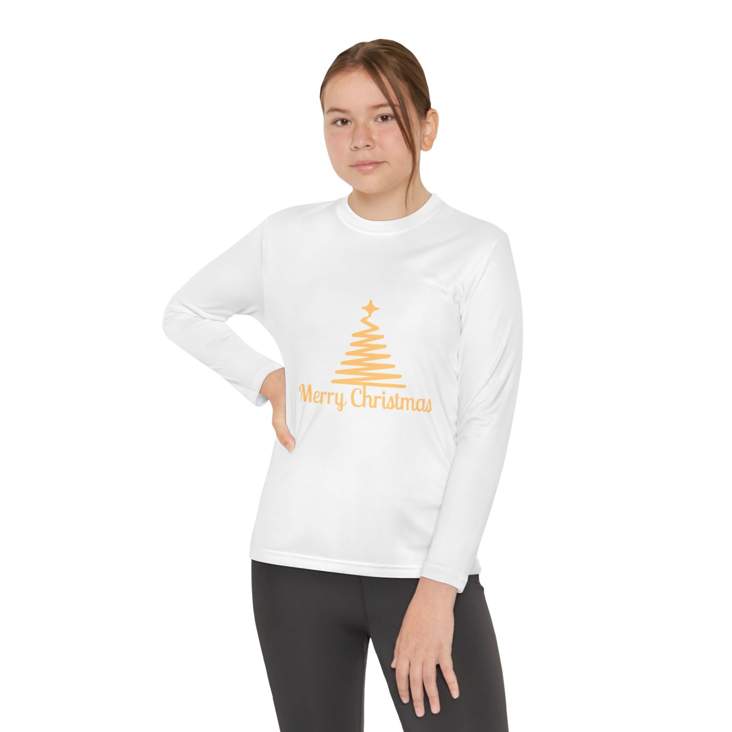 Youth Long Sleeve Christmas Tee, Merry Christmas Shirt, Holiday Gift for Kids, Winterwear, Festive Long Sleeve Top